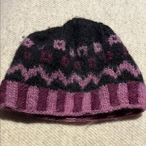 Purple and Black 100% wool Knit Beanie